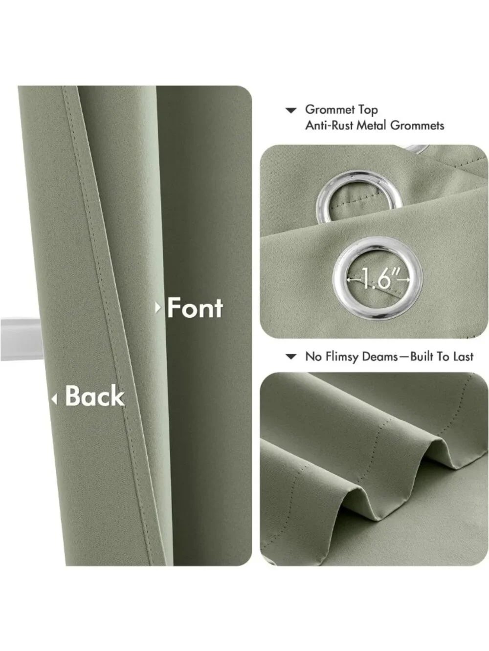 Thermal Insulated Blackout Curtains, Noise Reducing Room Darkening Drapes, 2